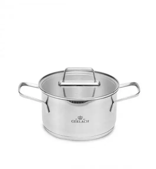 GERLACH AMBIENTE Komplet Garnki z pokrywkami 10 el + Patelnia naleśnikowa 26 cm + Gerlach Ambiente Garnek 7 l  + Brytfanna 32 cm z pokrywką  +Patelnie Granitex