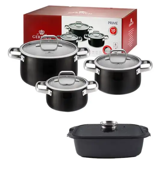 GERLACH PRIME Komplet Garnki z pokrywkami 6 el + Brytfanna 32 cm Gerlach Granitex