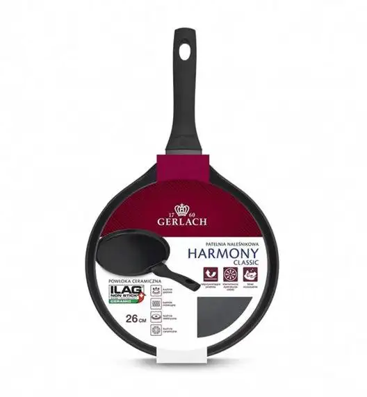 GERLACH PRIME Komplet Garnki z pokrywkami 6 el / stal nierdzewna + Patelnia naleśnikowa 26 cm + Gerlach Ambiente 7 l  + Brytfanna Granitex + Patelnia 20, 28 cm Granitex