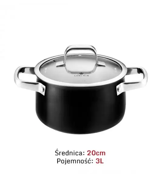 GERLACH PRIME Komplet Garnki z pokrywkami 6 el / stal nierdzewna + Patelnia naleśnikowa 26 cm + Gerlach Ambiente 7 l  + Brytfanna Granitex + Patelnia 20, 28 cm Granitex