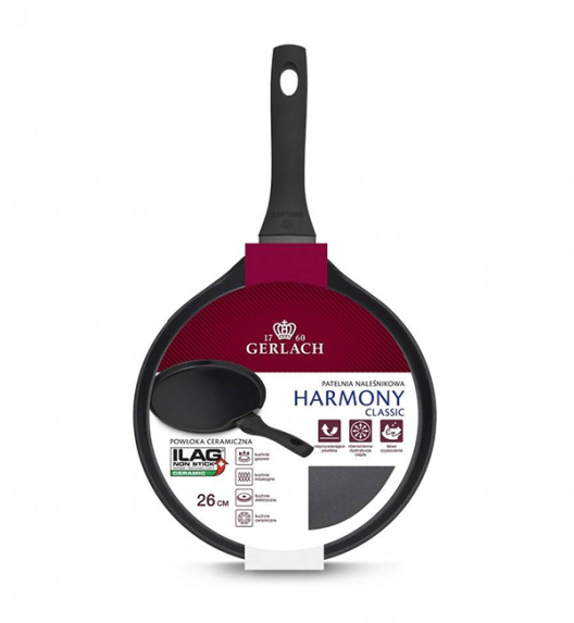 GERLACH SIMPLE Komplet Garnki z pokrywkami 9 el + Patelnia naleśnikowa 26 cm  + Garnek Ambiente 7 l 