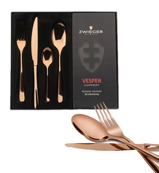 ZWIEGER VESPER COPPERY Sztućce komplet 24 elementy dla 6 osób / miedziane