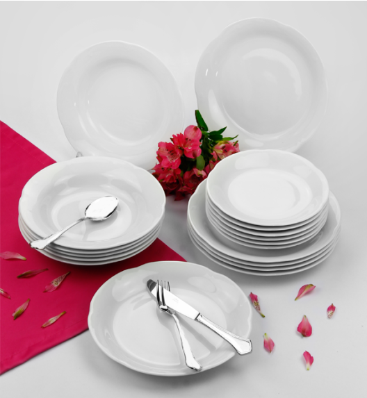 WYPRZEDAŻ! CHODZIEŻ KAMELIA C000 BIAŁA Serwis obiadowy 18 el / 6 osób / porcelana