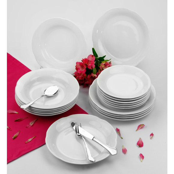 WYPRZEDAŻ! CHODZIEŻ KAMELIA C000 BIAŁA Serwis obiadowy 18 el / 6 osób / porcelana