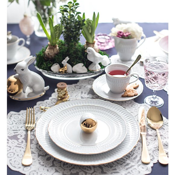 WYPRZEDAŻ! ĆMIELÓW SOFIA 3604 ZŁOTA LINIA Komplet 2 talerzy dla 1 osób / porcelana