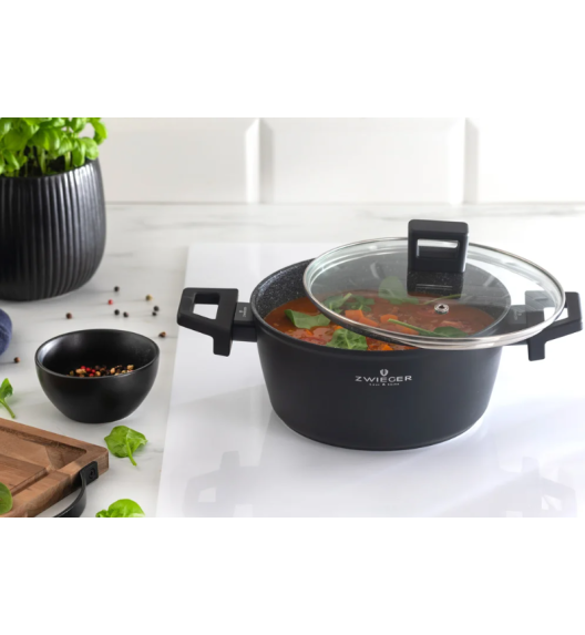 ZWIEGER FORTE Garnek 2 L z pokrywką 18 cm / czarny / aluminium