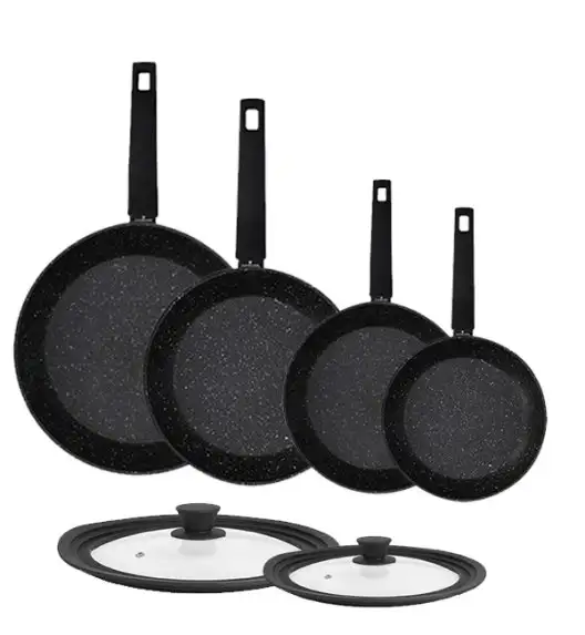 ZWIEGER FORTE Komplet Patelnia aluminiowa 20, 24, 26, 28 cm + pokrywki silikonowe / powłoka granitowa PFLUON / indukcja