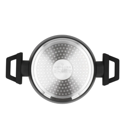 ZWIEGER FORTE Komplet garnków z pokrywkami 8 el /16, 18, 20, 24 cm + Patelnia 20, 24, 28 cm+ pokrywki silikonowe / aluminium