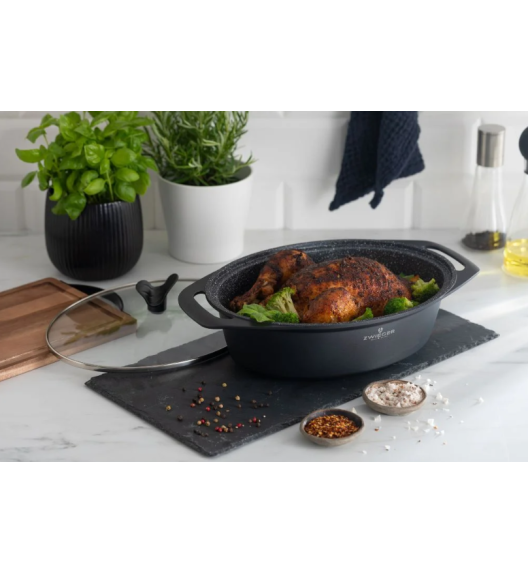 ZWIEGER FORTE Komplet garnków z pokrywkami /16, 18, 20, 24 cm + Patelnia 20, 24, 28 cm +Brytfanna Forte + Pokrywki silikonowe 