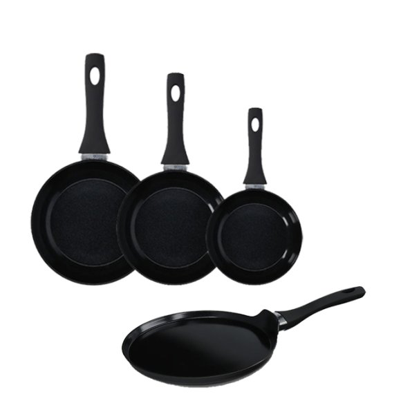 ZWIEGER ROCCA Komplet Patelnia 20, 24, 28 cm + naleśnikowa 25 cm | aluminium | powłoka ceramiczna | indukcja