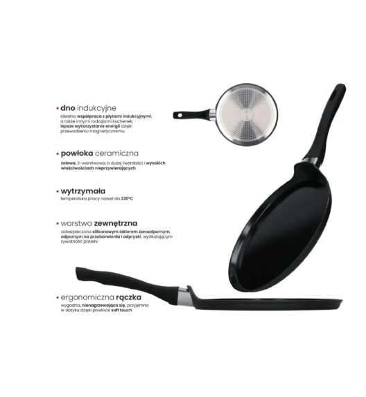 ZWIEGER ROCCA Komplet Patelnia 20, 24, 28 cm + naleśnikowa 25 cm | aluminium | powłoka ceramiczna | indukcja