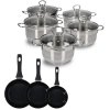 ZWIEGER ROCCA Komplet garnków z pokrywkami 10 el / stal nierdzewna + Patelnia 20, 24, 28 cm