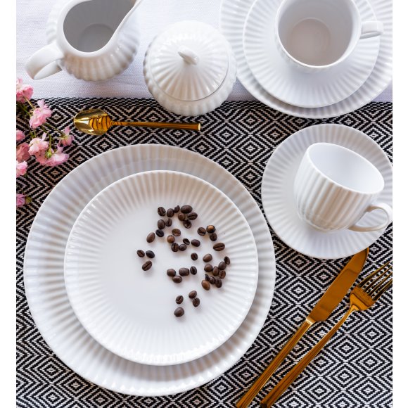 LUBIANA DAISY Serwis obiadowo - kawowy 6 osób / 40 elementów | biała porcelana