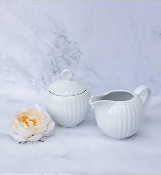 LUBIANA DAISY Serwis obiadowo - kawowy 18 osób / 112 elementów | biała porcelana