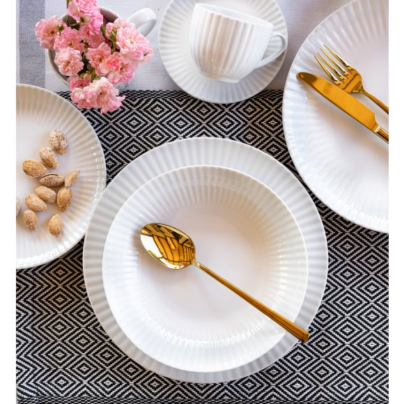 LUBIANA DAISY Serwis obiadowo - kawowy 18 osób / 112 elementów | biała porcelana