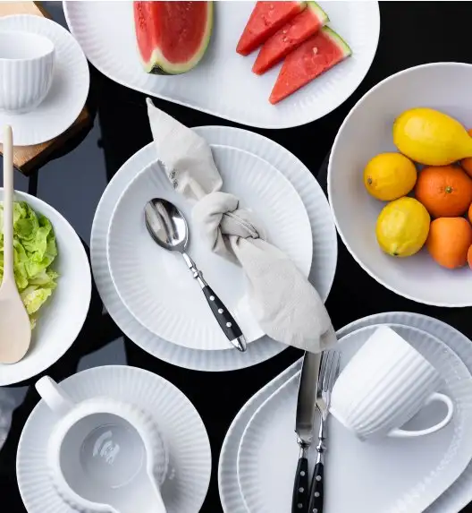 LUBIANA DAISY Serwis obiadowo - kawowy 6 osób / 46 elementów | biała porcelana