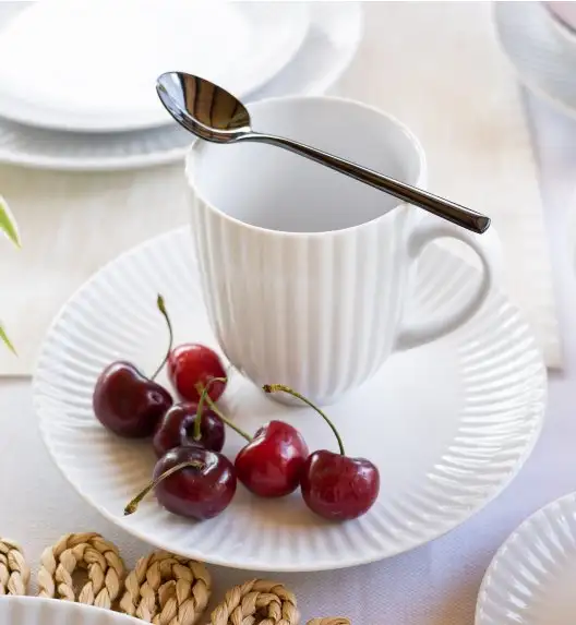 LUBIANA DAISY Serwis obiadowo - kawowy 18 osób / 130 elementów | biała porcelana