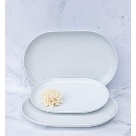 LUBIANA DAISY Komplet 3 półmisów owalnych 28, 33, 36 cm | biała porcelana