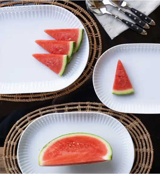 LUBIANA DAISY Komplet 3 półmisów owalnych 28, 33, 36 cm | biała porcelana