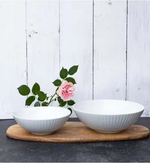 LUBIANA DAISY Komplet 2 salaterek 21, 26 cm | biała porcelana