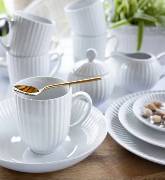 LUBIANA DAISY Komplet 18 kubków 350 ml | biała porcelana