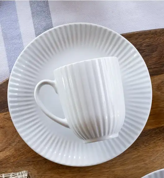 LUBIANA DAISY Komplet 18 kubków 350 ml | biała porcelana