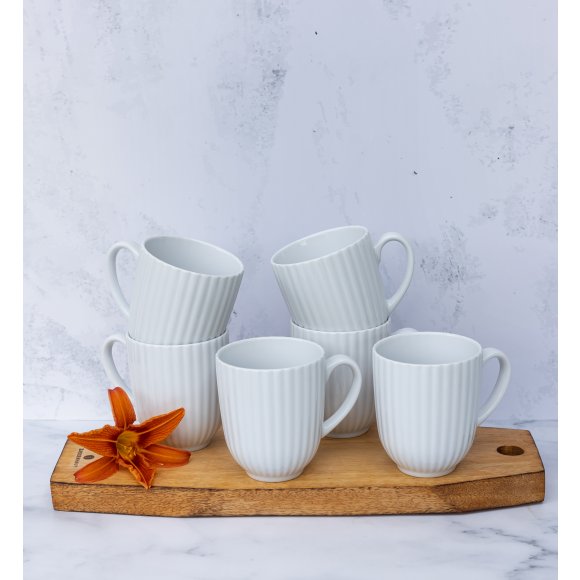 LUBIANA DAISY Komplet 18 kubków 350 ml | biała porcelana