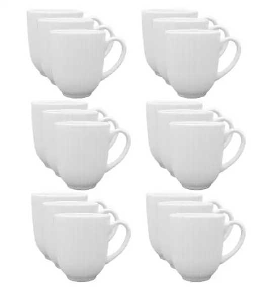 LUBIANA DAISY Komplet 18 kubków 350 ml | biała porcelana