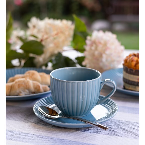 LUBIANA DAISY WATERFALL K6 Komplet 12 x filiżanka 200 ml + spodek 14,5 cm  / turkusowy