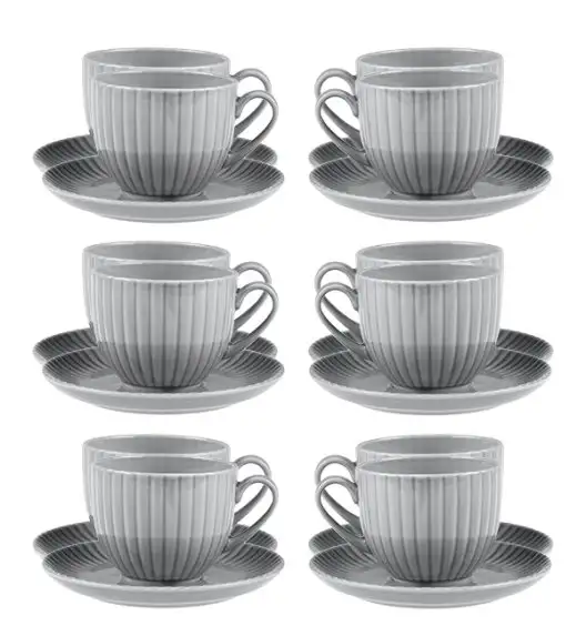 LUBIANA DAISY CLOUD K1 Komplet 12x Filiżanka 200 ml + spodek 14,5 cm  / szary