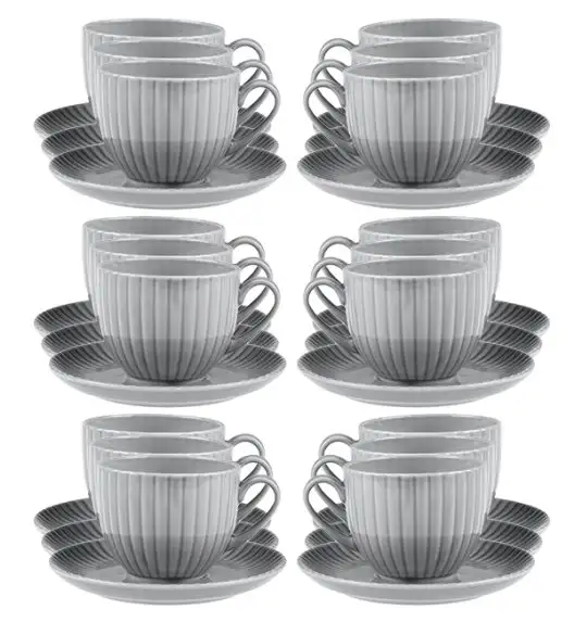 LUBIANA DAISY CLOUD K1 Komplet 18x Filiżanka 200 ml + spodek 14,5 cm  / szary