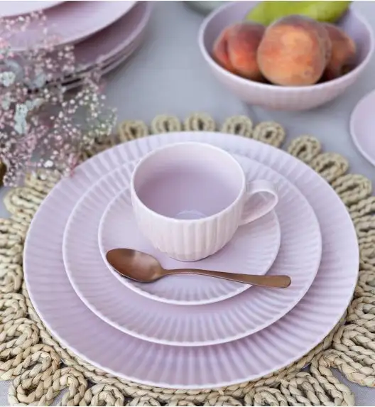 LUBIANA DAISY SUNSET K7 Komplet 12x filiżanka 200 ml + spodek 14,5 cm / różowy