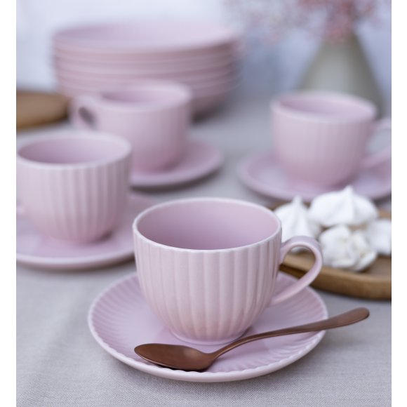 LUBIANA DAISY SUNSET K7 Komplet 12x filiżanka 200 ml + spodek 14,5 cm / różowy