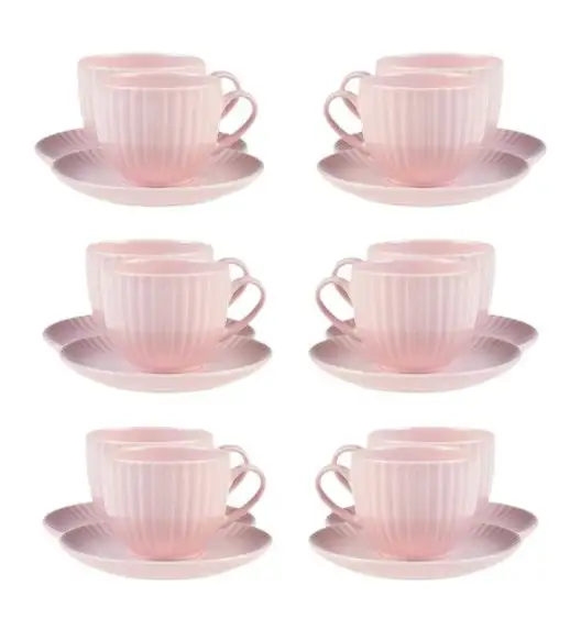 LUBIANA DAISY SUNSET K7 Komplet 12x filiżanka 200 ml + spodek 14,5 cm / różowy