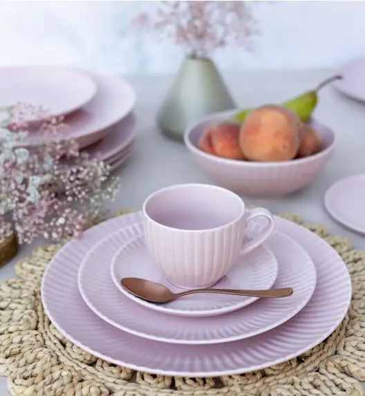 LUBIANA DAISY SUNSET K7 Komplet 18x filiżanka 200 ml + spodek 14,5 cm / różowy