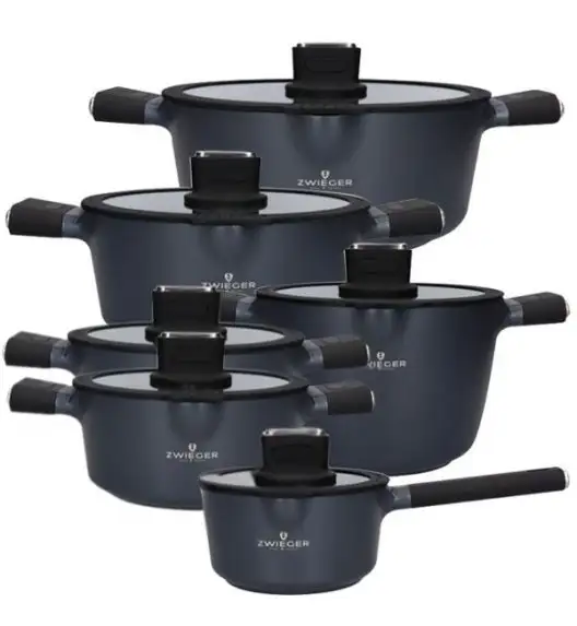 ZWIEGER VESNA Komplet 6 garnków z pokrywkami / GREBLON C3 non-stick / indukcja