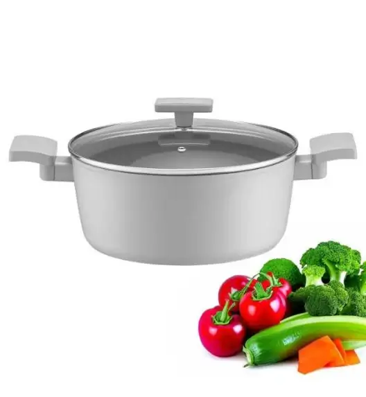 AMBITION GRIS Garnek z pokrywką 28 cm / 6,5 l / aluminium / z powłoką Qualum Basic