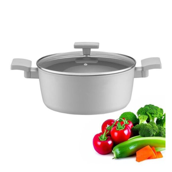 AMBITION GRIS Garnek z pokrywką 28 cm / 6,5 l / aluminium / z powłoką Qualum Basic