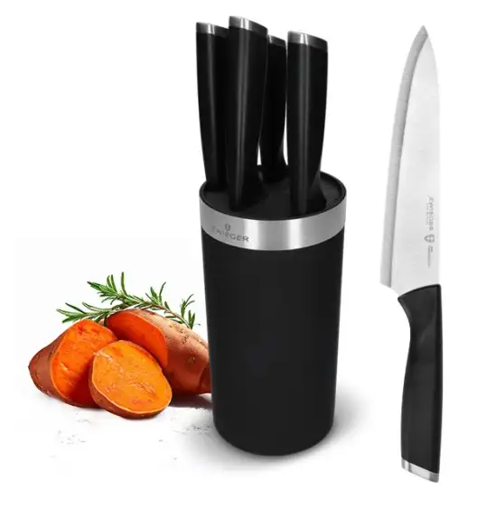 ZWIEGER FORTE III Komplet 5 noży kuchennych w czarnym bloku / stal nierdzewna + tworzywo PP