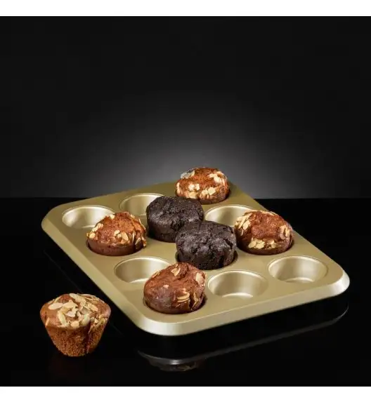 AMBITION ROYAL Forma do 12 szt. muffinek  / złota / prostokątna