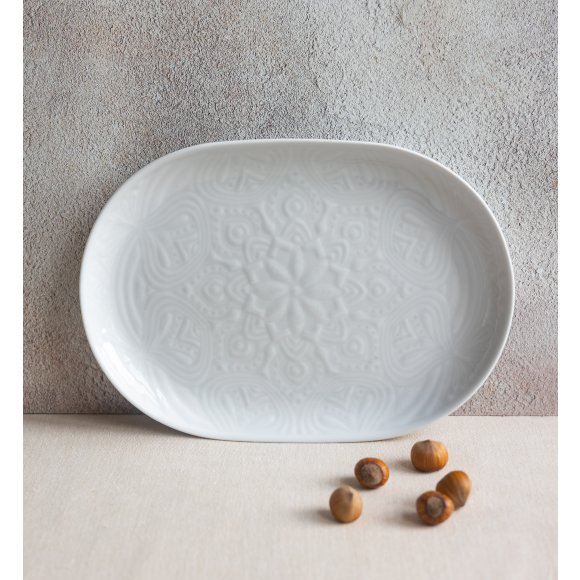 LUBIANA ORIENTAL | BIAŁY | Półmis owalny 28 cm | porcelana luz 