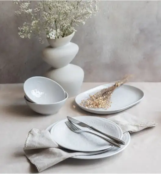 LUBIANA ORIENTAL | BIAŁY | Serwis obiadowy z półmisem 12/37 el  | porcelana