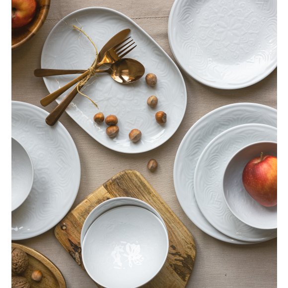 LUBIANA ORIENTAL | BIAŁY | Serwis obiadowy z półmisem 12/37 el  | porcelana