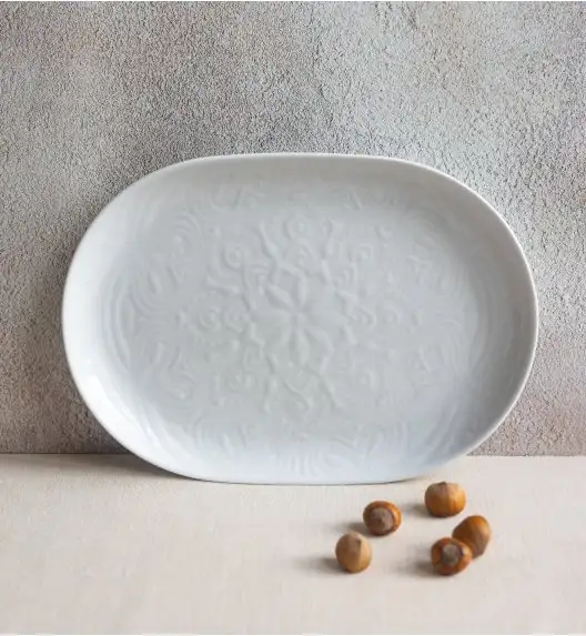 LUBIANA ORIENTAL | BIAŁY | Serwis obiadowy z półmisem 12/37 el  | porcelana