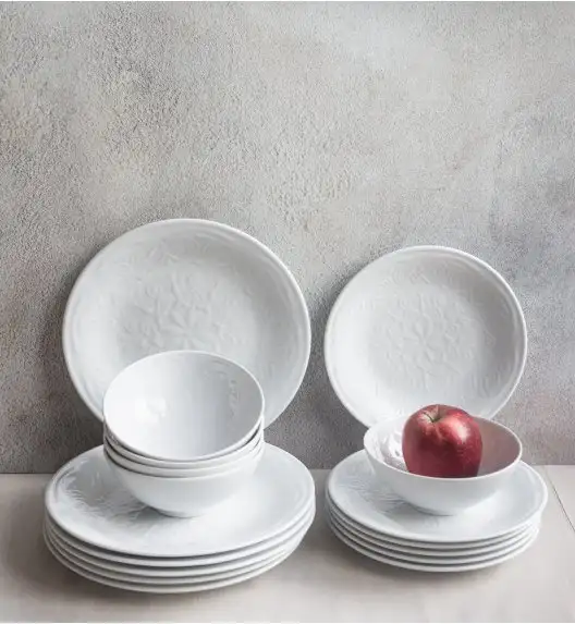 LUBIANA ORIENTAL | BIAŁY | Serwis obiadowy z półmisem 12/37 el  | porcelana