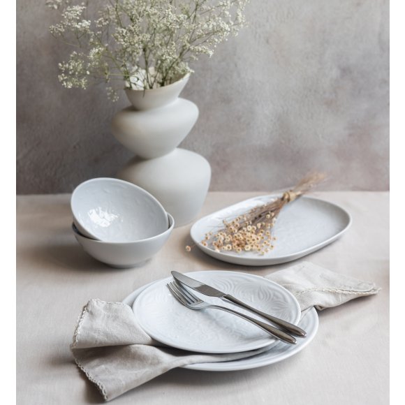 LUBIANA ORIENTAL | BIAŁY | Serwis obiadowy z półmisem 18/55 el  | porcelana