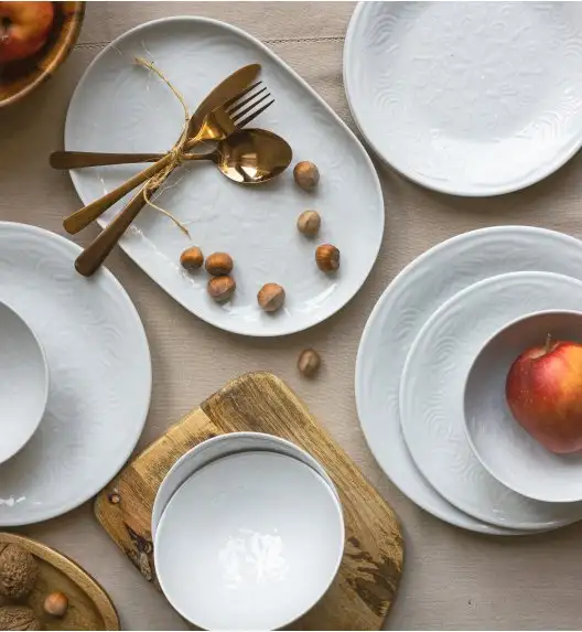 LUBIANA ORIENTAL | BIAŁY | Serwis obiadowy z półmisem 18/55 el  | porcelana