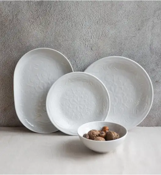 LUBIANA ORIENTAL | BIAŁY | Serwis obiadowy z półmisem 18/55 el  | porcelana