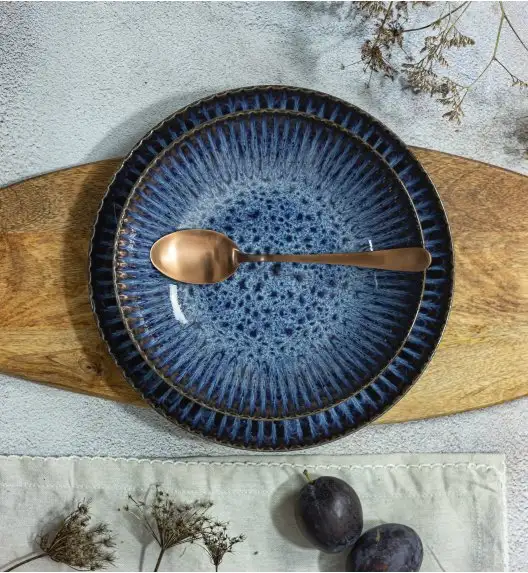 LUBIANA STONEWARE CERAMIKA / COSMOS / Serwis obiadowy 54 elementy dla 18 osób / odcień niebieskiego