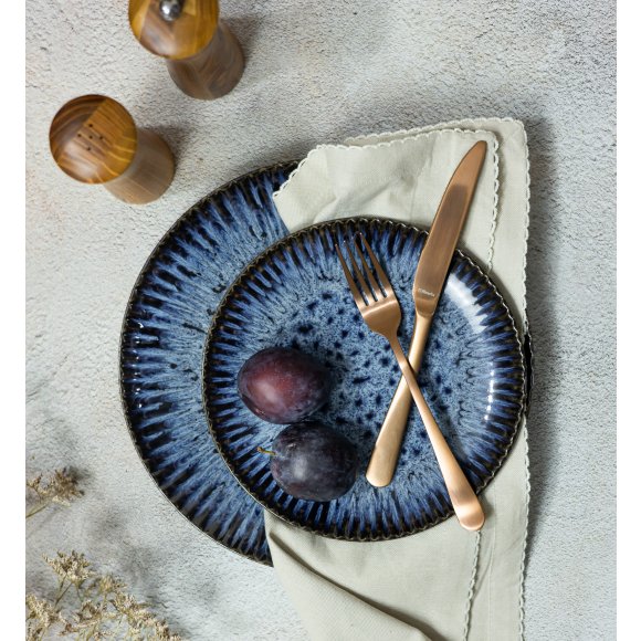 LUBIANA STONEWARE CERAMIKA / COSMOS / Serwis obiadowy 54 elementy dla 18 osób / odcień niebieskiego